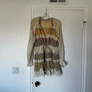 Cream Long Sleeve Mock Neck Sundress